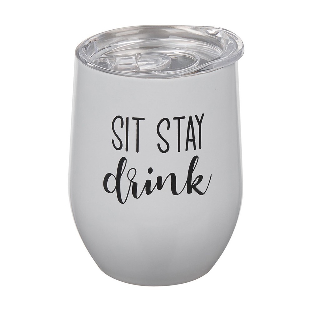 Stemless Metal Double Wall Wine Glass With Lid Tumbler